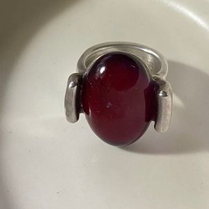 Uno de 50 Ring - Oval Red “Fish-Eye” Stone